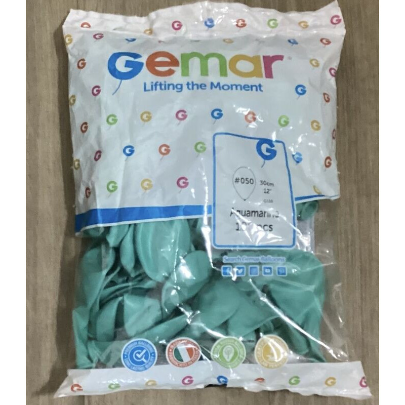 100 Balões Latex Gemar - 12"-30cm - Aquamarine