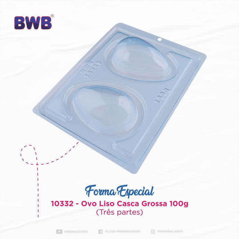 Forma de chocolate especial 3 partes - ovo liso casca grossa 100g