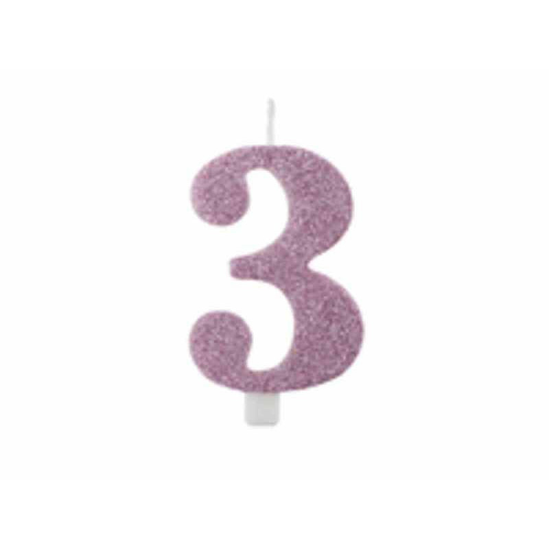 vela  malva glitter 9,5cm nº 3