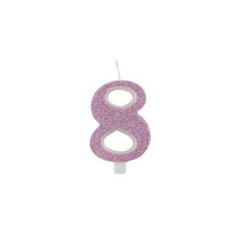 vela  malva glitter 9,5cm nº 8