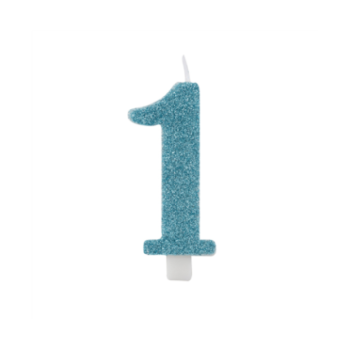 Vela Azul Tiffany Glitter 9,5cm nº 1