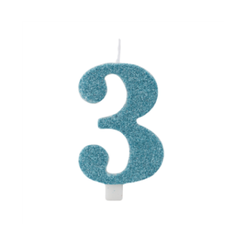 Vela Azul Tiffany Glitter 9,5cm nº 3