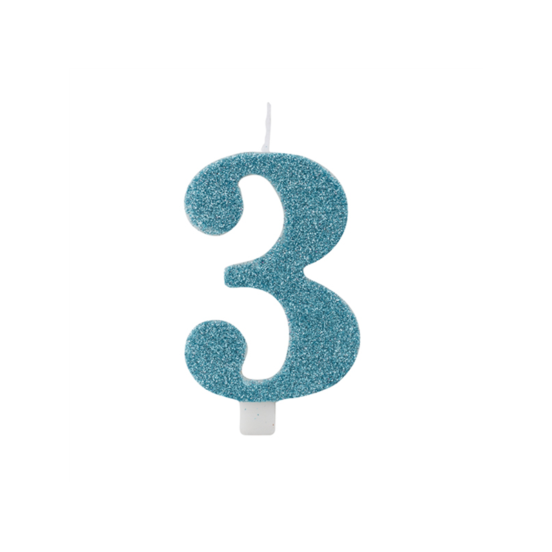 Vela Azul Tiffany Glitter 9,5cm nº 3