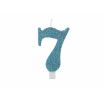 Vela Azul Tiffany Glitter 9,5cm nº 7