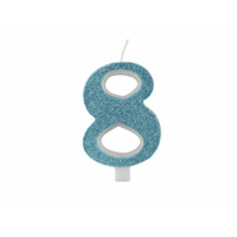 Vela Azul Tiffany Glitter 9,5cm nº 8