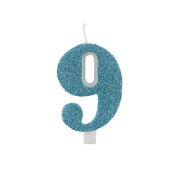 Vela Azul Tiffany Glitter 9,5cm nº 9