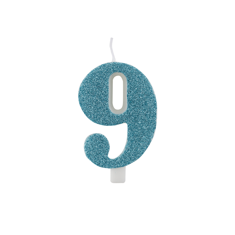 Vela Azul Tiffany Glitter 9,5cm nº 9