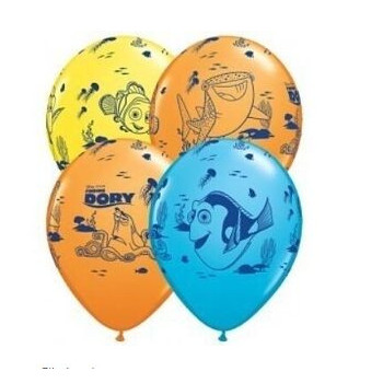5 Balões latex Qualatex Dory e Nemo 12 polegadas
