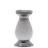 Castiçal Branco Mate e Prata 12x20cm