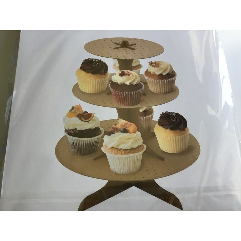 Suporte para cupcakes 25,5x30,5cm kraft bolas douradas
