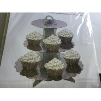 Suporte para cupcakes 30x32,5cm prata com holograma
