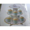 Suporte para cupcakes 30,5x32,5cm branco com rebordo dourado