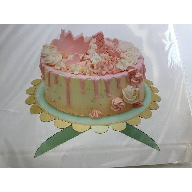 Suporte Lara bolos 32x9cm cartão menta rebordo dourado