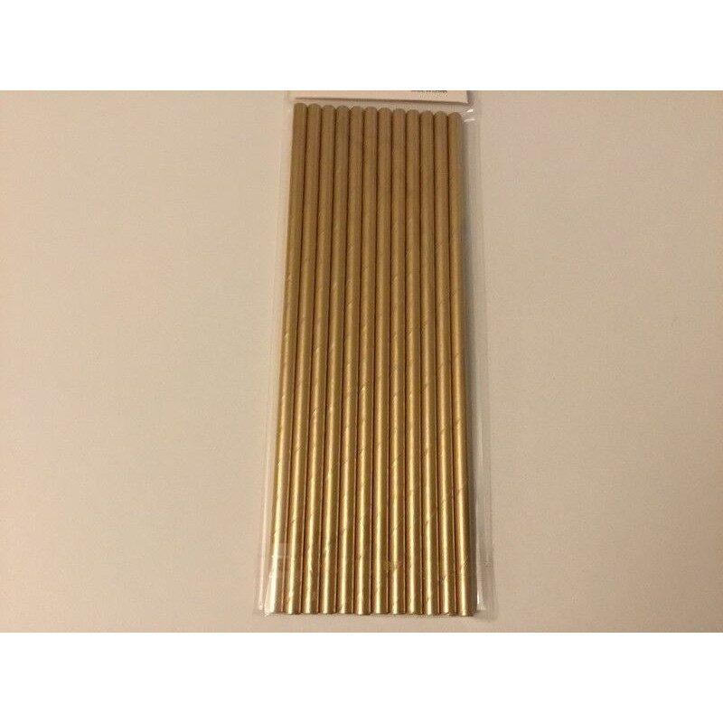 12 palhinhas de papel dourado