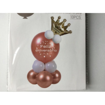Kit balões feliz aniversário rose Gold 13 pcas