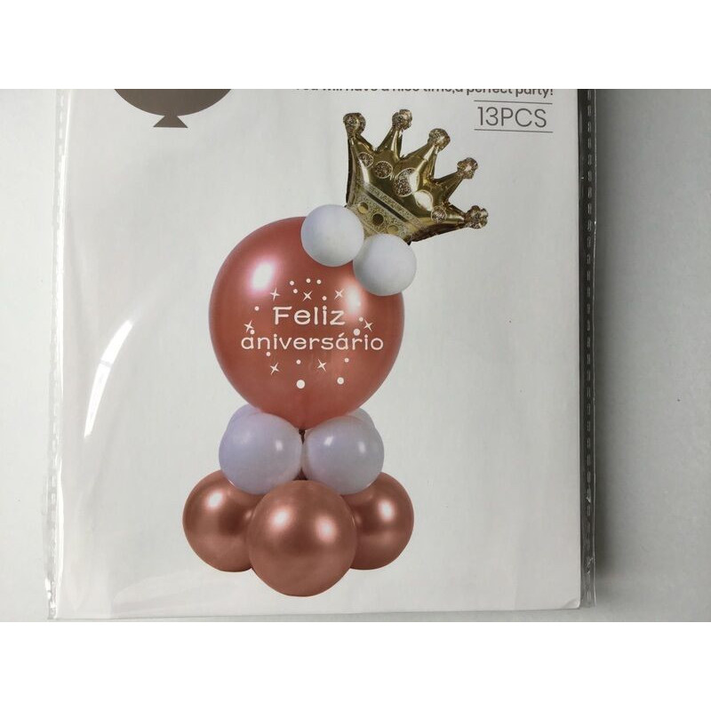 Kit balões feliz aniversário rose Gold 13 pcas