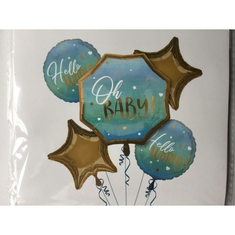 Kit balões hello baby azul 5 pcas