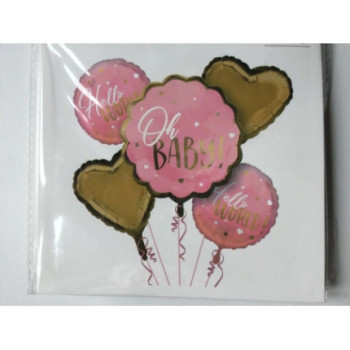 Kit balões hello baby rosa 5 pcas