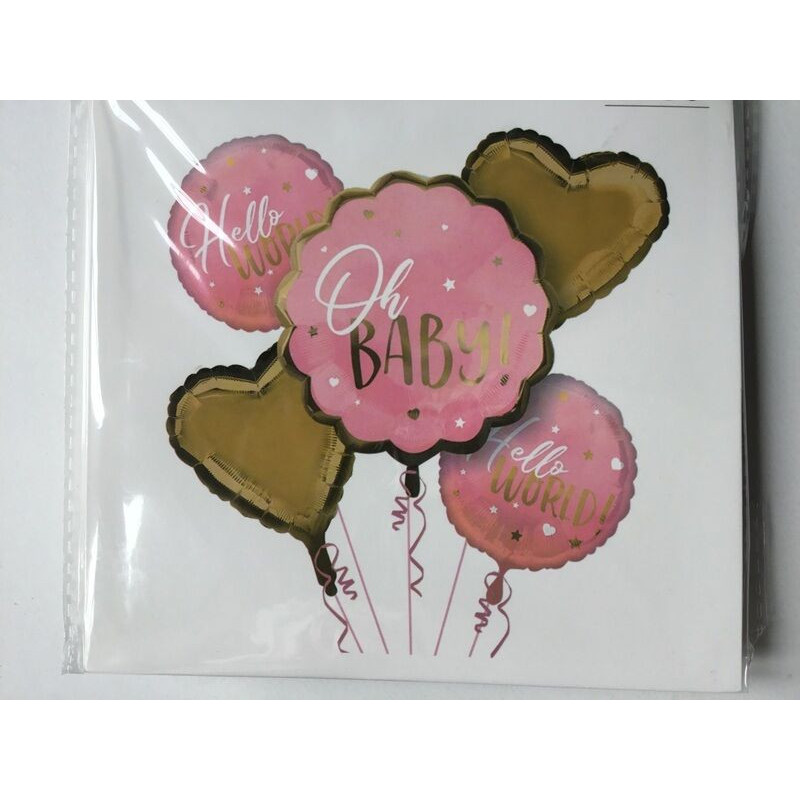Kit balões hello baby rosa 5 pcas