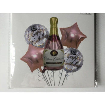 Kit calões garrafa de champanhe rose Gold 5 pcas