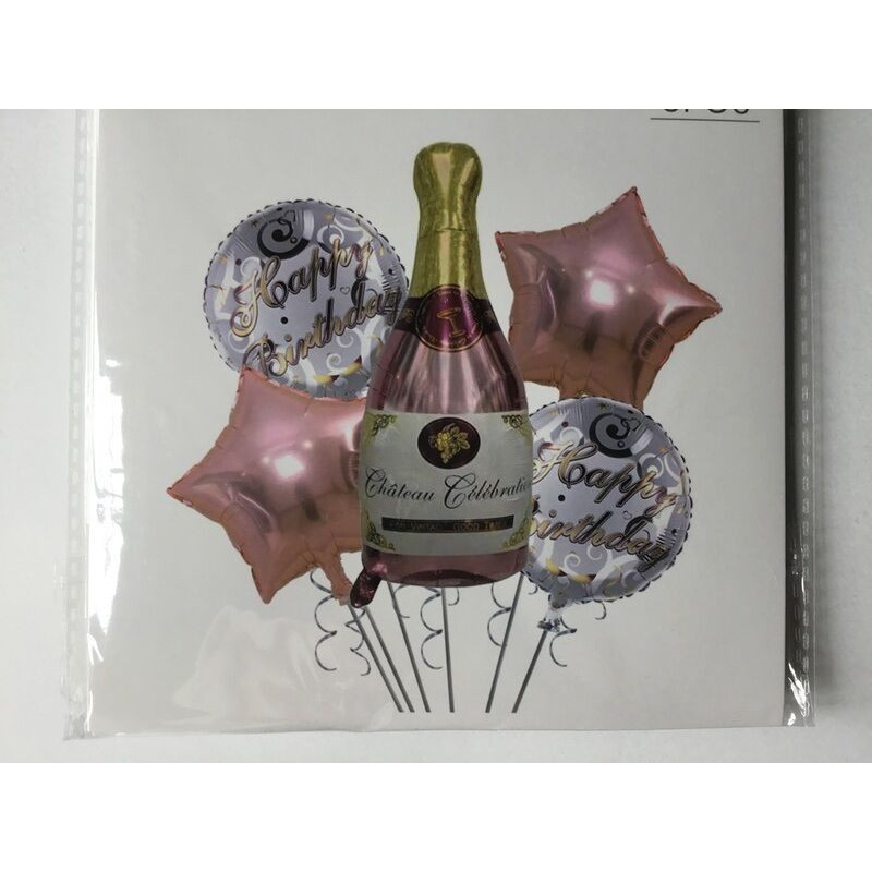Kit calões garrafa de champanhe rose Gold 5 pcas