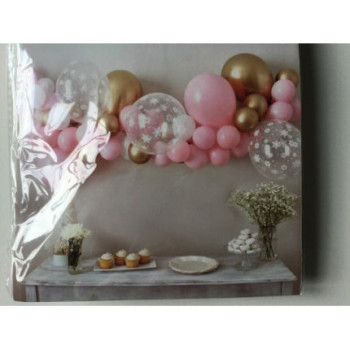 Kit grinalda de balões rosa E dourado 53 pcas