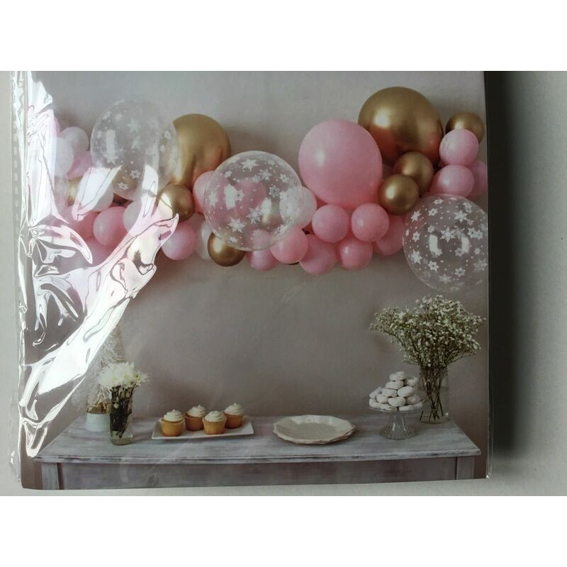 Kit grinalda de balões rosa E dourado 53 pcas
