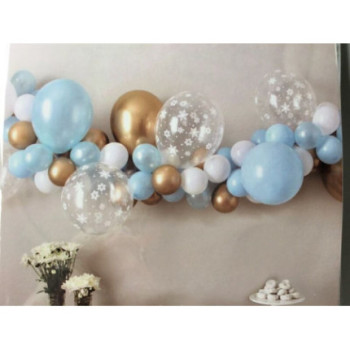 Kit grinalda de balões azul e prata 53 pcas