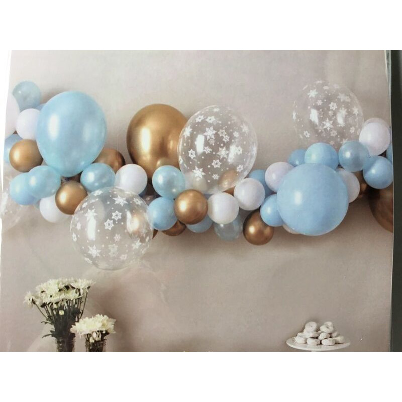 Kit grinalda de balões azul e prata 53 pcas