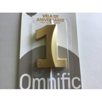 Vela de aniversário 14,5 cm dourada n. 1
