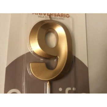 Vela de aniversário 14,5 cm dourada n. 9