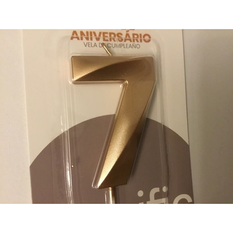 Vela de aniversário 14,5 cm dourada n. 7