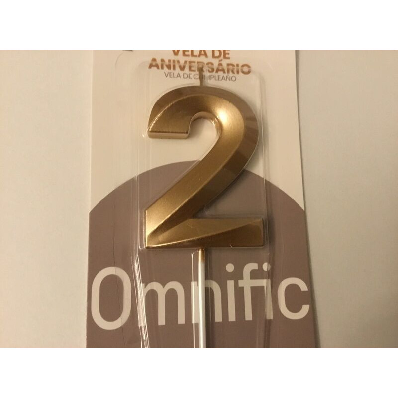 Vela de aniversário 14,5 cm dourada n. 2
