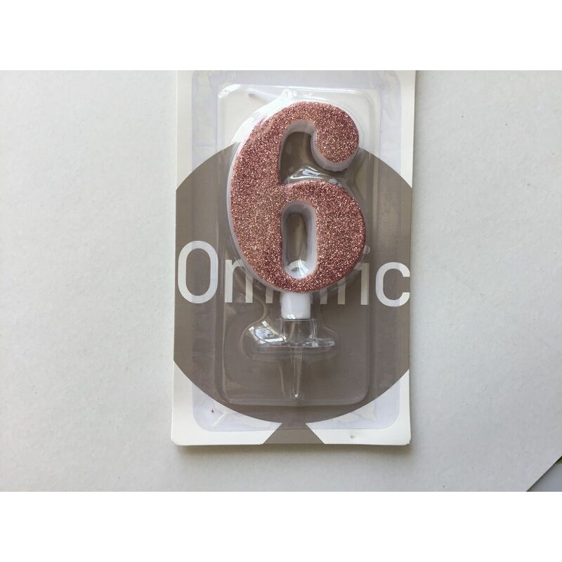 Vela de aniversário 7cm rosa purpurinas n. 6