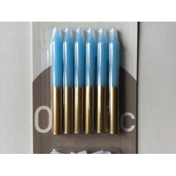 6 velas 8 cm azul e dourado