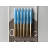 6 velas 8 cm azul e dourado