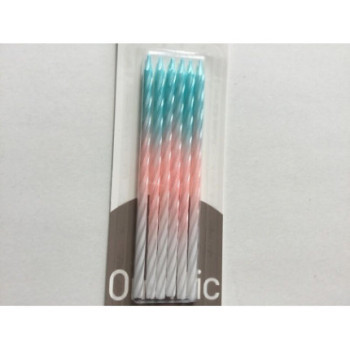 6 velas torcidas rosa 3 azul 12,5 cm