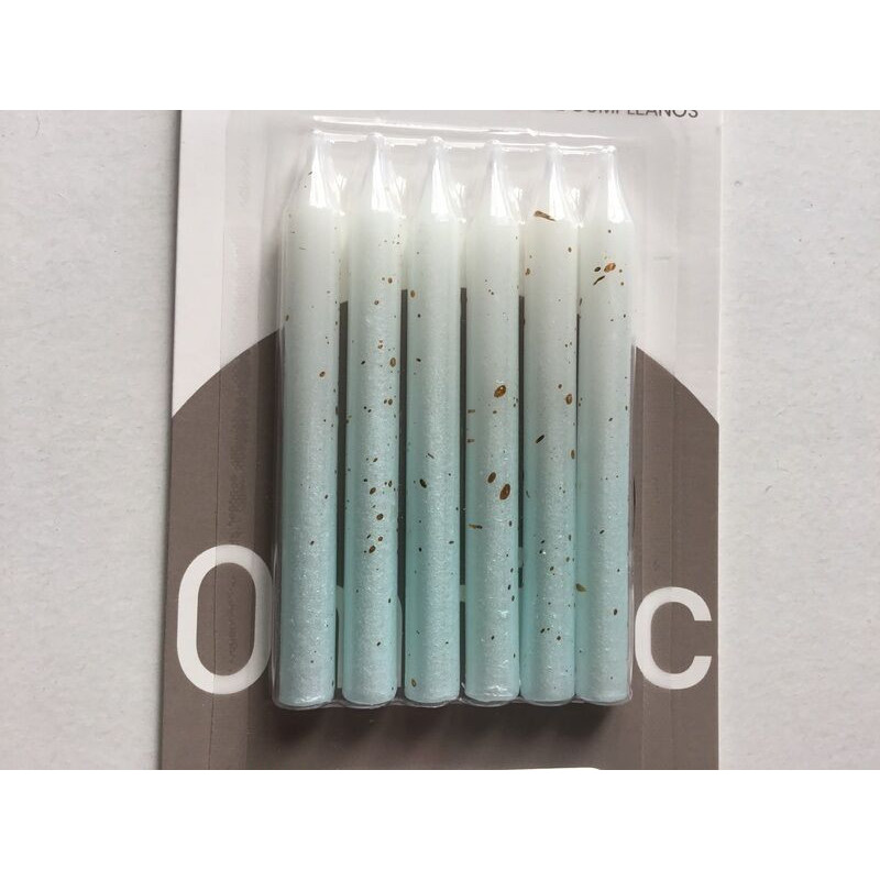6 velas 8 cm azul clarinho