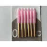 6 velas rosa e dourado 8 cm