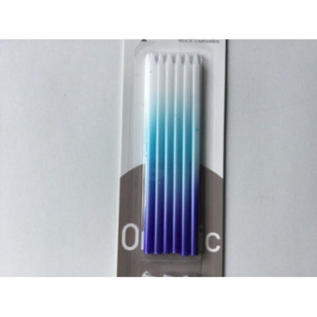 6 velas azul e branco 14,5 cm