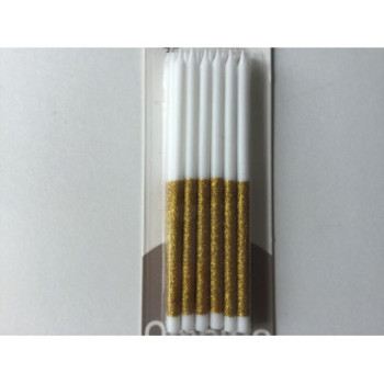 12 velas brancas e douradas purpurinas 12,5 cm