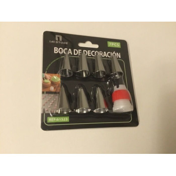 Kit 7 bicos de pasteleiro e adaptador
