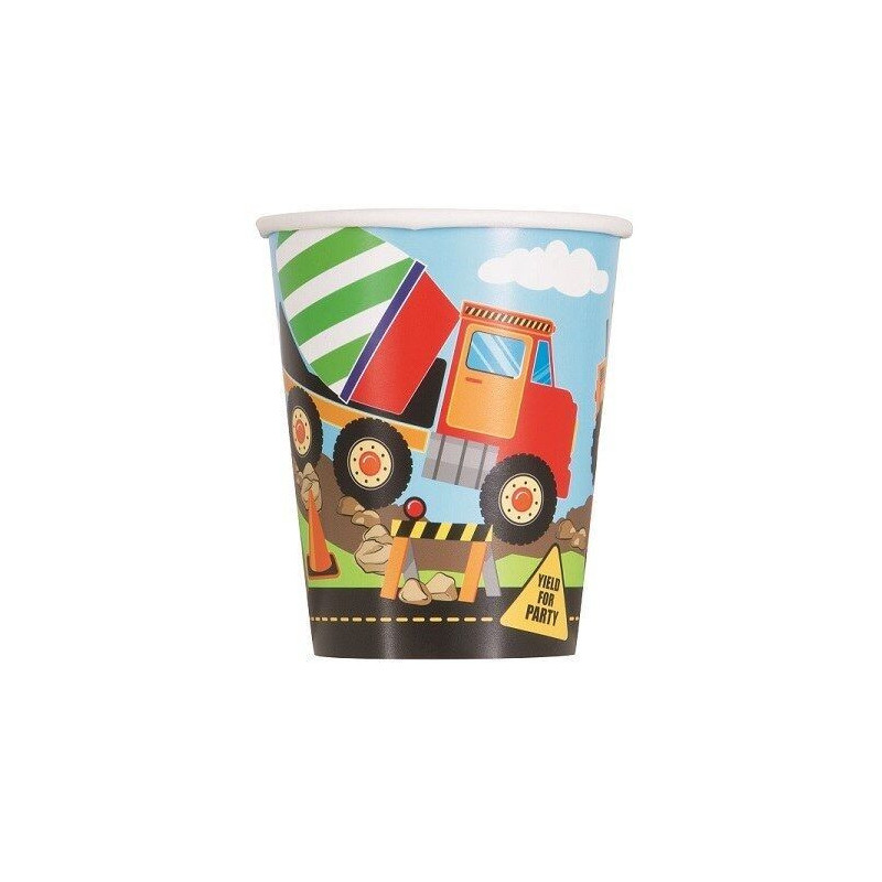 8 Copos de papel Construção , 255ml