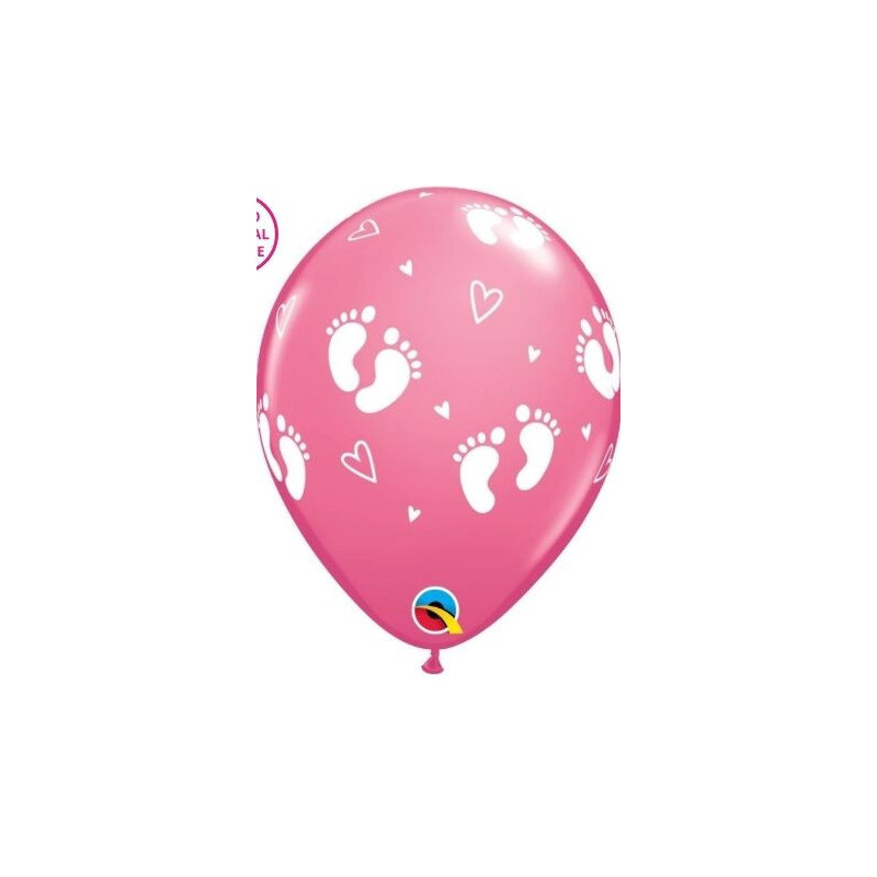 5 balões latex qualatex 11"  Pés Rosa