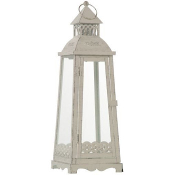 Portavelas metal branco 15x15x46