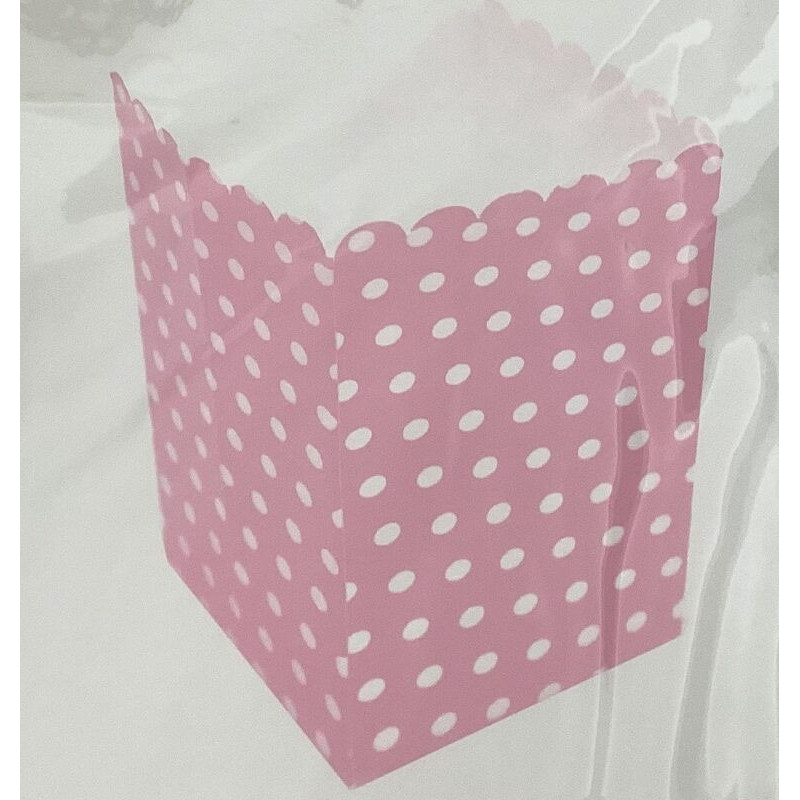 6 caixas de pipocas gr rosa bolas brancas