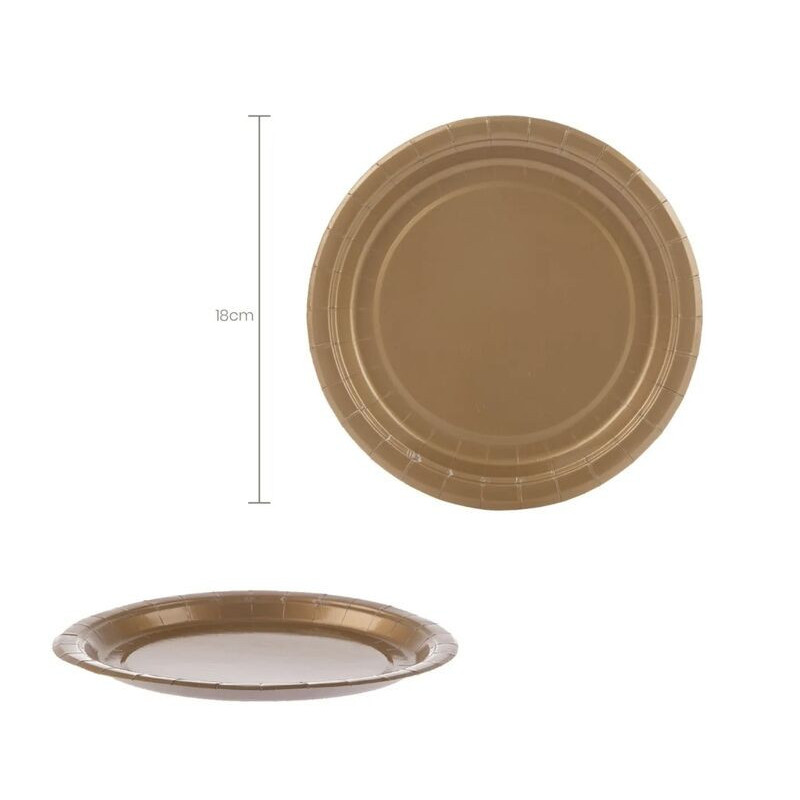 6 pratos papel 18 cm dourado
