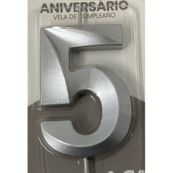 vela 14,5cm prata nº 5