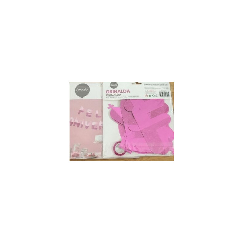 Grinalda Feliz Aniversário 5m - 16 pças rosa