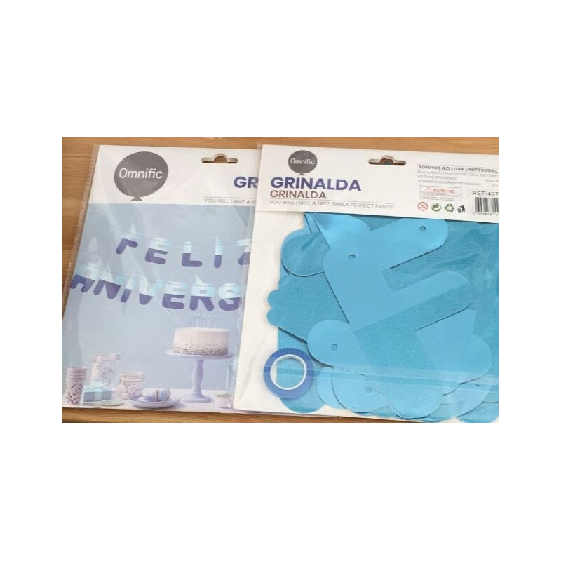 Grinalda Feliz Aniversário 5m - 16 pças azul